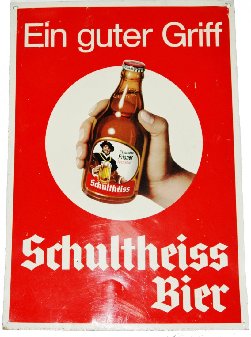 Advertising Tin Litho Brewery Sign Schultheiss Bir (1 of 1)