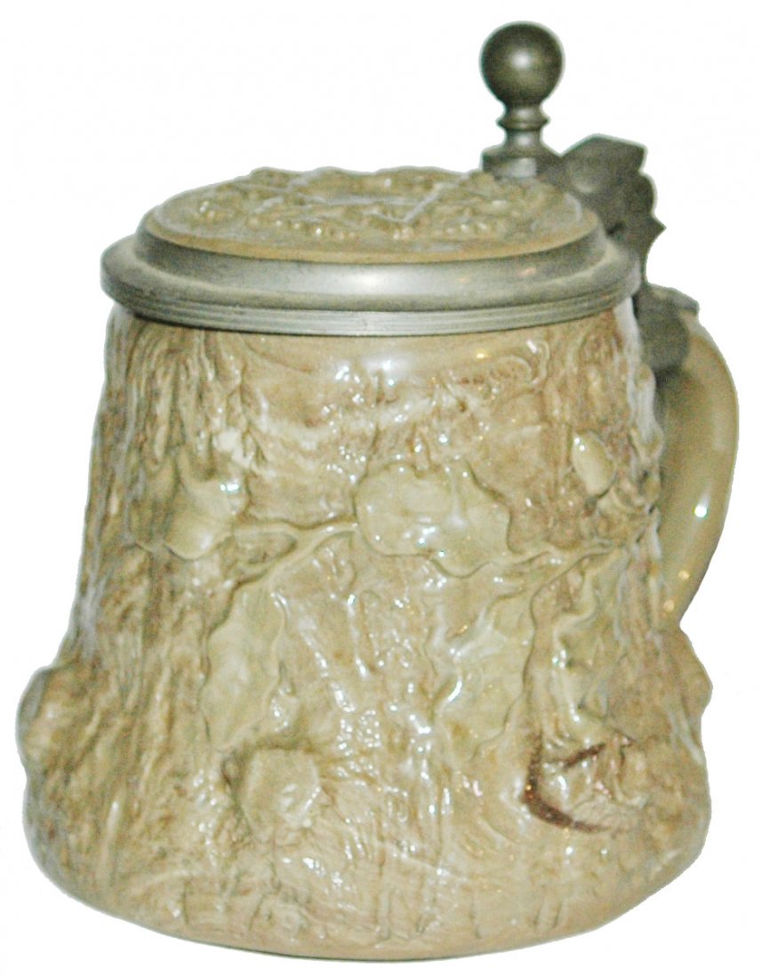 Mettlach Tree Trunk Star of David Relief Stein (1 of 1)