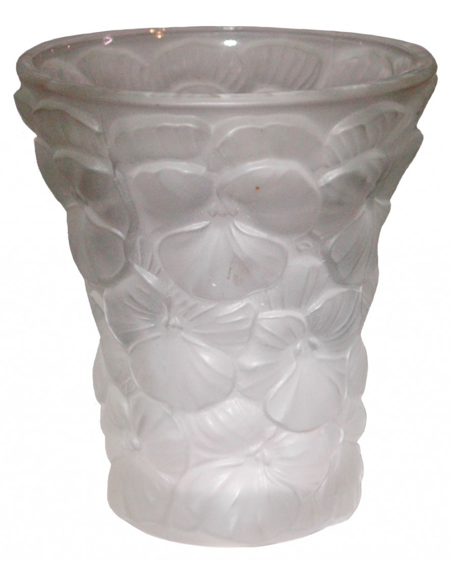 Lalique Glass Art Nouveau Pansy Floral Vase (1 of 2)