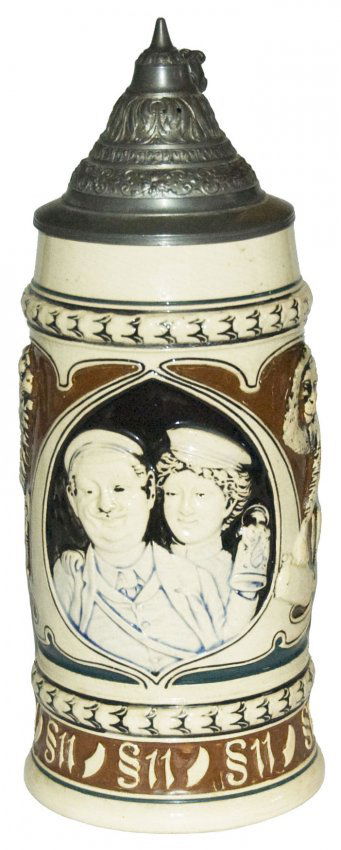 Student Couple Monkey & Cat Relief Stein (1 of 1)