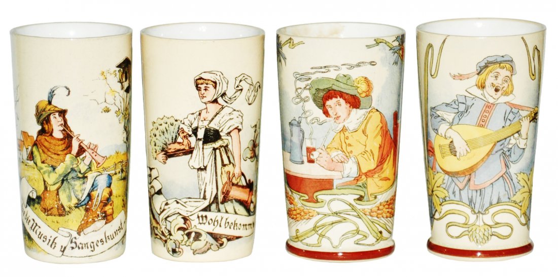 Lot of 4 Mettlach Beakers  all Mint (1 of 1)