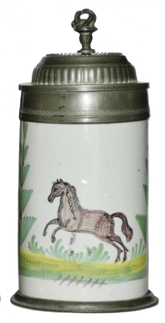 1L Schrezheim Faience Leaping Horse Stein (1 of 1)