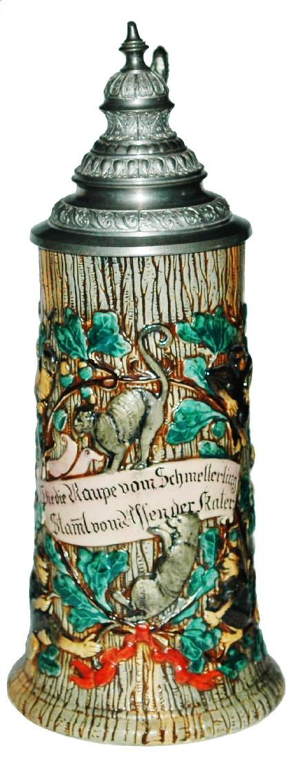 Monkeys Cats & Verse Pottery Relief Stein (1 of 2)