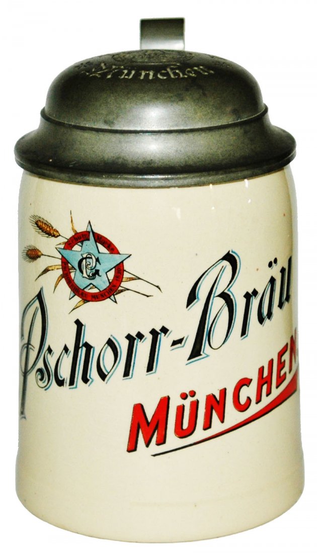 Pschorr Brau Munchen Brewery Stein w Matched Lid (1 of 1)