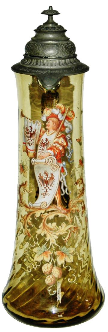 3L Enamel Cavalier Eagle Shields Glass Stein (1 of 1)