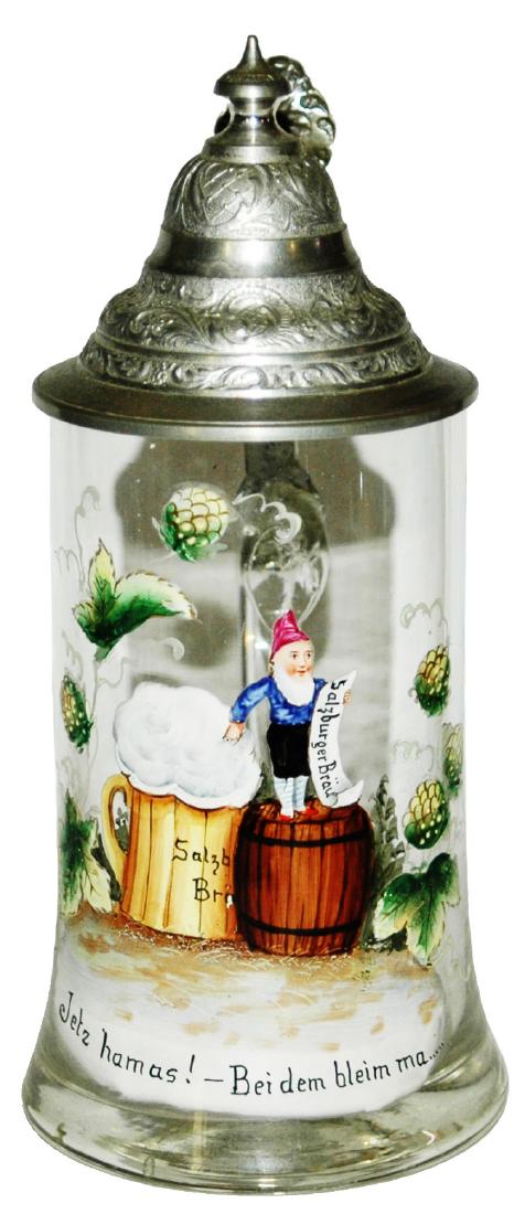 Glass Stein w Dwarf on Keg w large Stein (1 of 1)