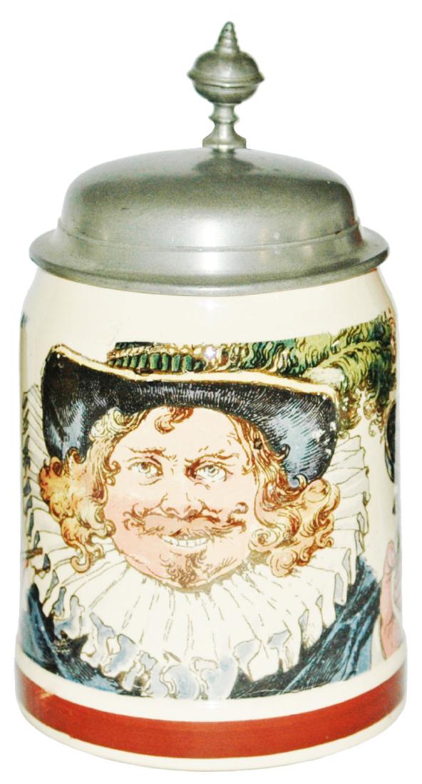 Mettlach Schlitt Man w Pipe Cards and Dice Stein (1 of 1)