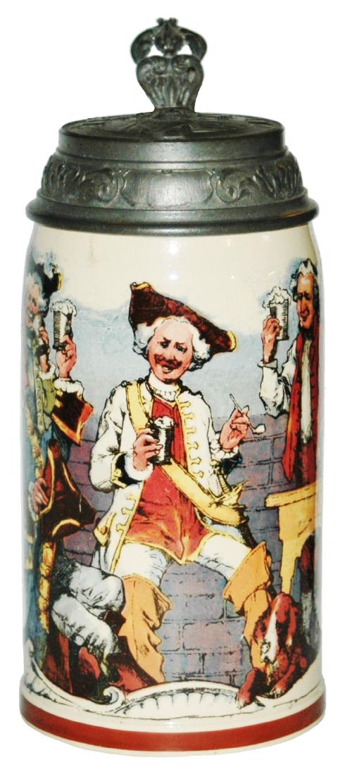 Mettlach Schlitt Cavaliers Stein w Fancy Lid (1 of 1)