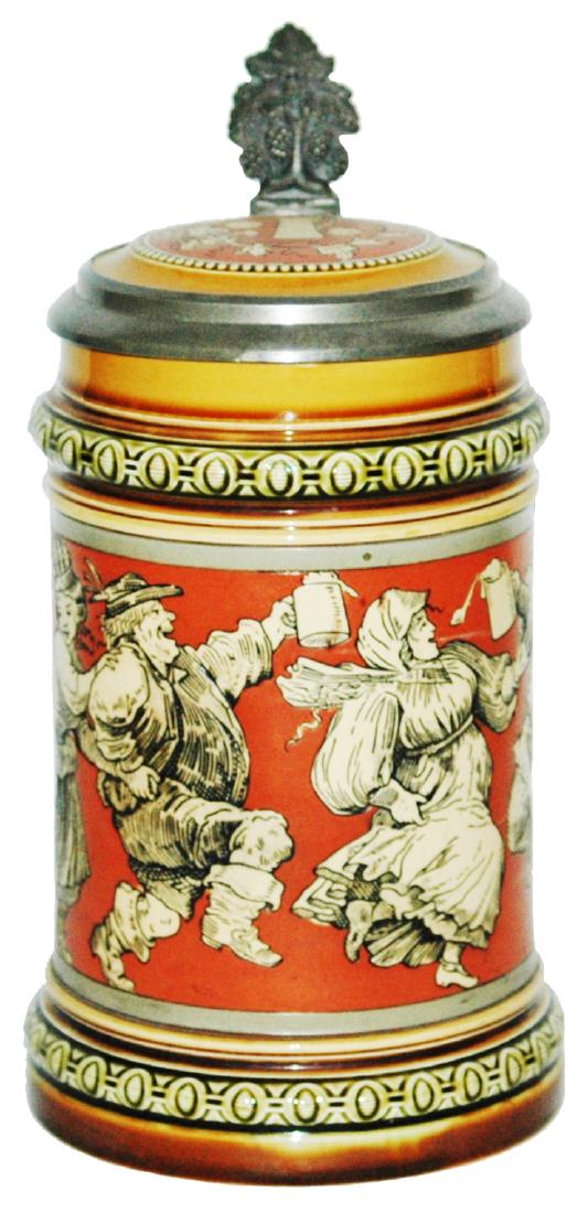 Mettlach Etched Stein w Dancers & Inlay Lid (1 of 1)
