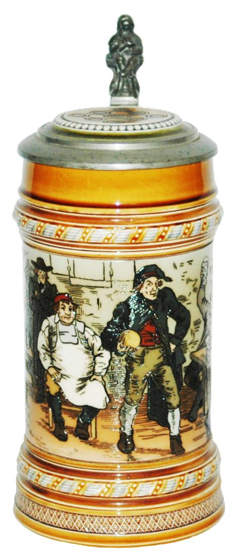 Mettlach Bowling Scene Etched Stein (1 of 1)