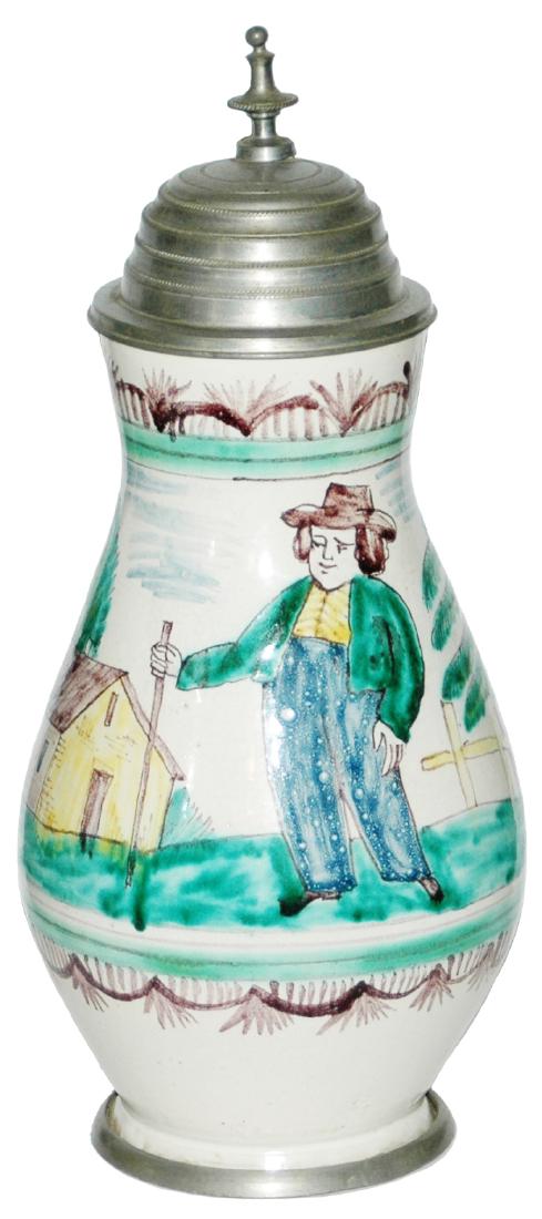 Gmunden Faience c. 1800 Stein Farmer & House (1 of 1)