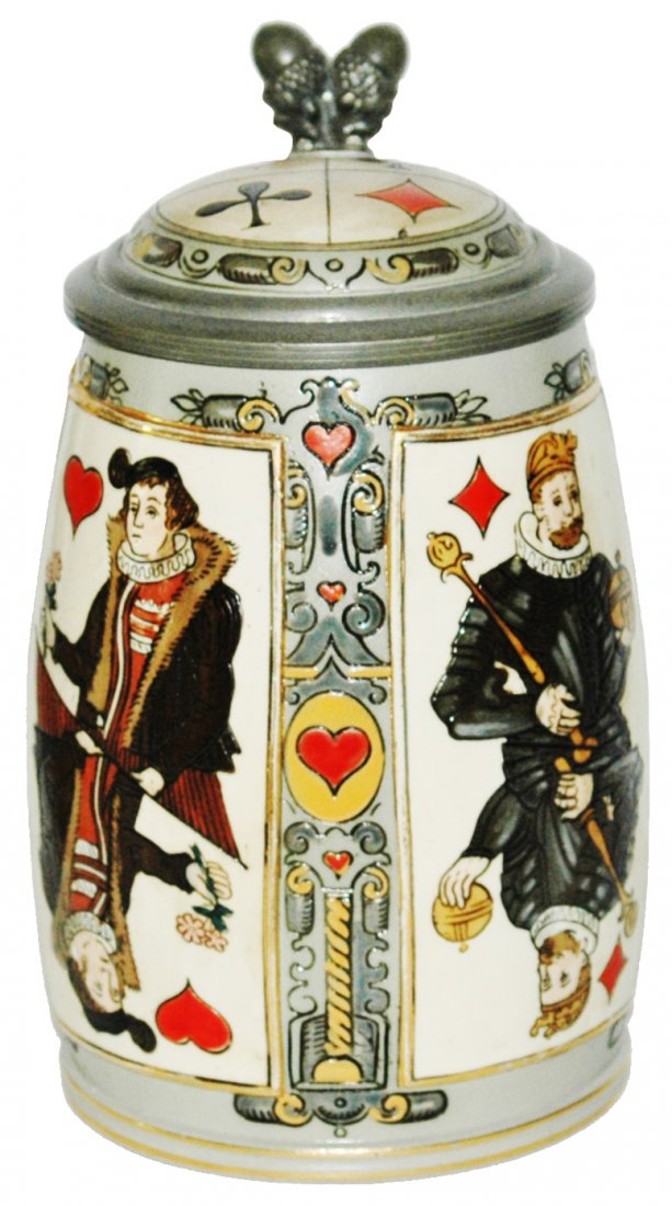 Mettlach Suits of Playing Cards Etched Stein (1 of 1)