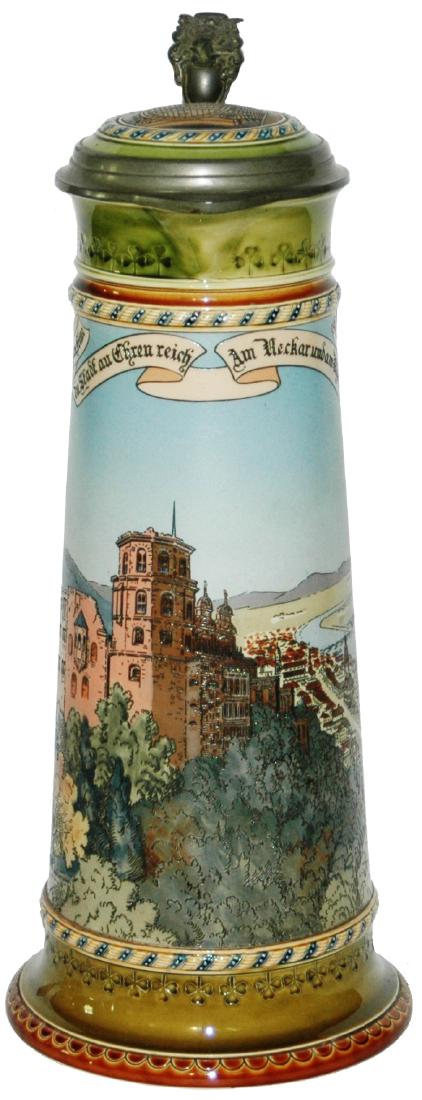 Mettlach 3L Heidelberg Castle Scene Stein w Inlay (1 of 1)