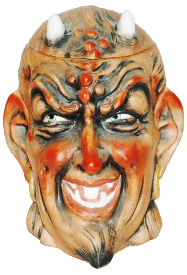 Satan Bohne Porcelain Character Tobacco Jar (1 of 1)