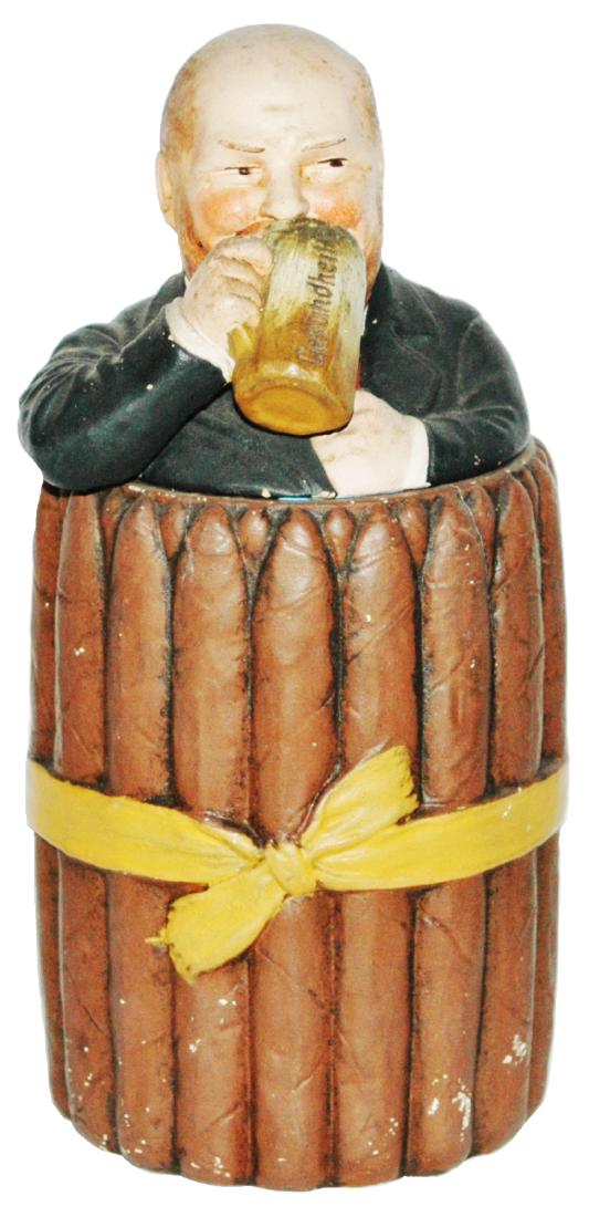 Cigar Man Jon Maresch Terracotta Tobacco Jar: JM #3624 Terra Cotta Tobacco Jar. Cigar man.