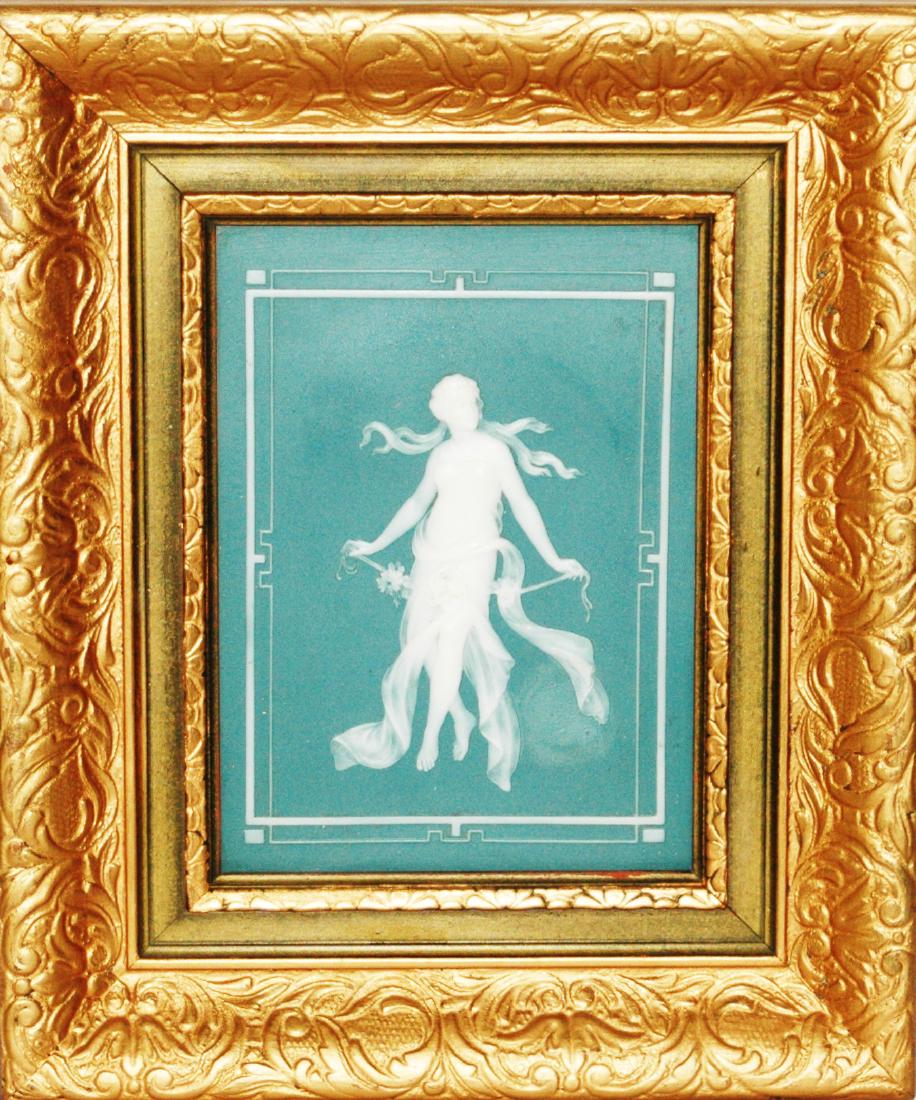 Mettlach Cameo Romanesque Woman Plaque Framed (1 of 1)