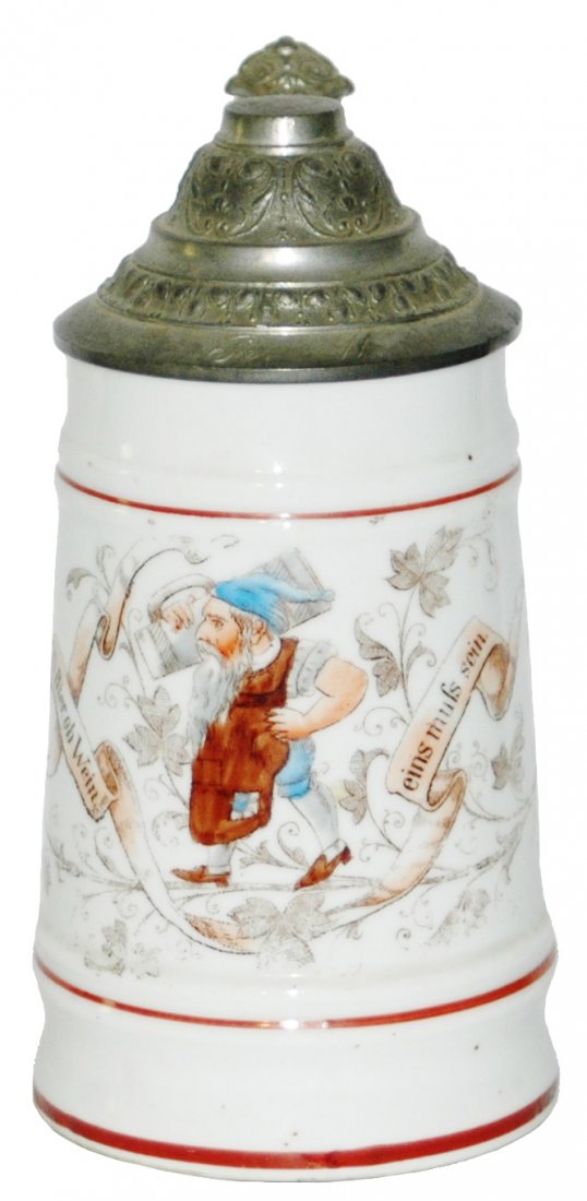 Porcelain Stein w Dwarf Carrying a Stein (1 of 1)