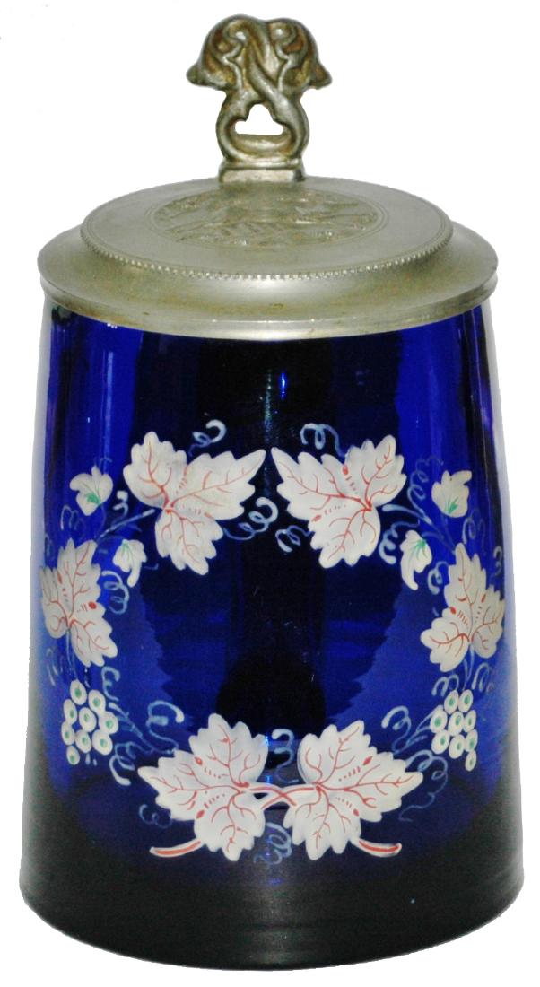 Grape & Leaf Cobalt Glass Stein (1 of 1)