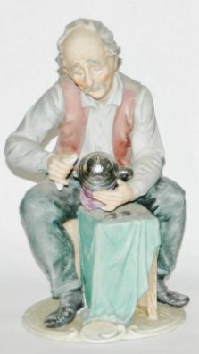 Porcelain 8-3/4" Figure of Man Making a Beer Stein (1 of 1)