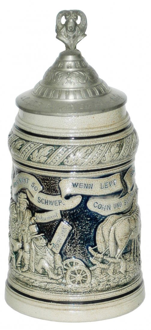 Anti Semetic Scene of Jewish Men Stoneware Stein (1 of 3)