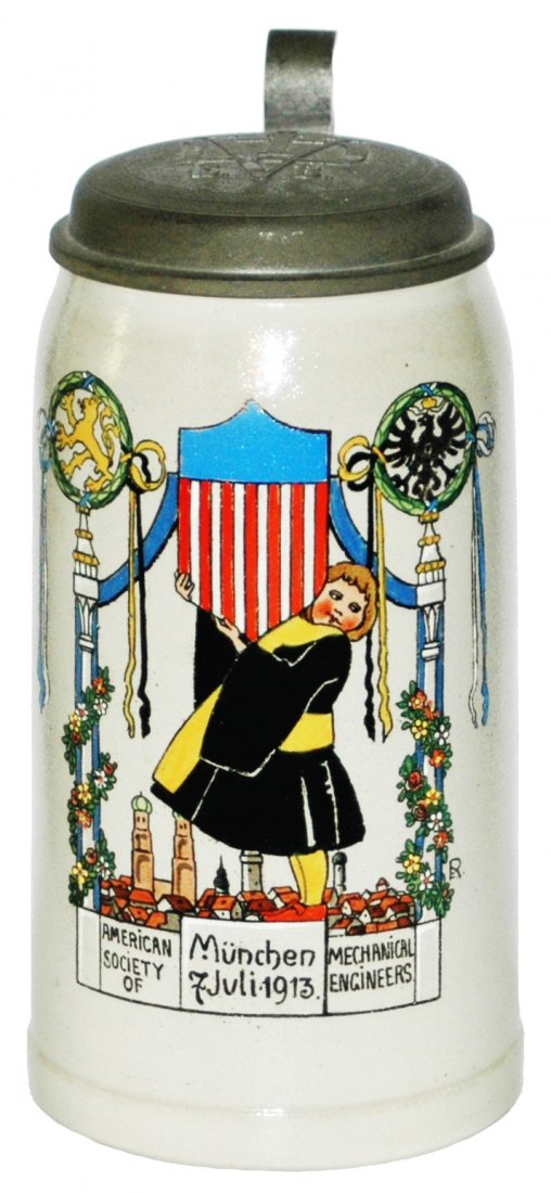 1L Unusual Munich Child w/ USA Shield Ringer Stein (1 of 1)