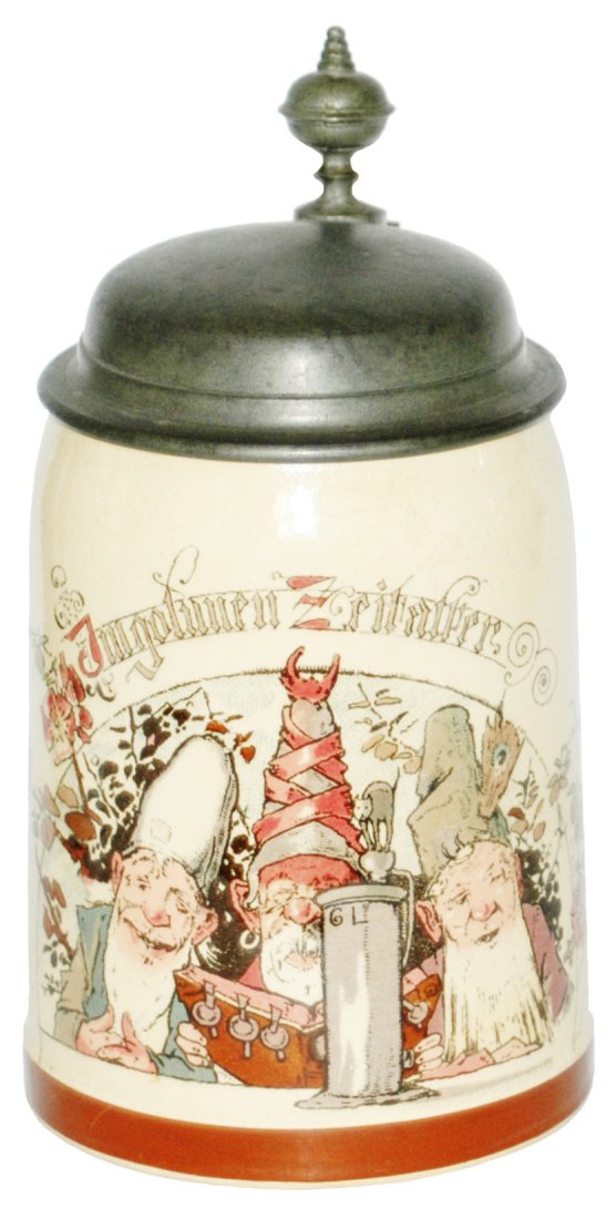 3 Dwarfs w High Hats Mettlach Stein (1 of 1)