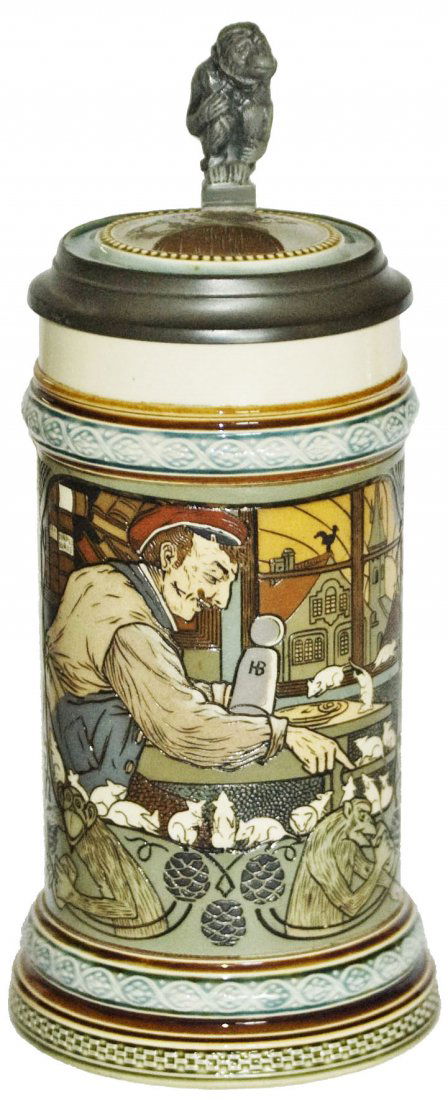 Mettlach Drunk Fraternal Student sees Mice Stein (1 of 1)