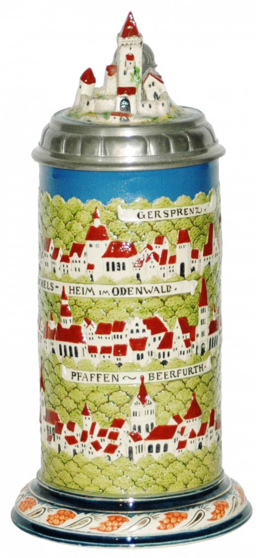 Mettlach 1L Rodenstein Stein w 3D Castle Inlay Lid (1 of 1)