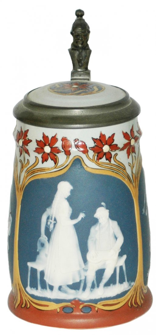 Mettlach Cameo Art Nouveau 3 Dancers Views Stein (1 of 1)