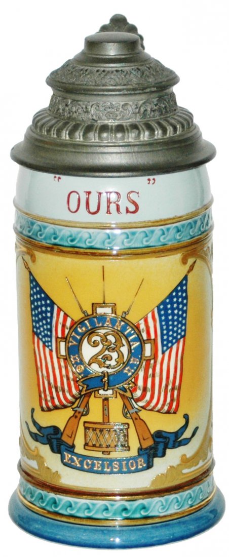 Mettlach New York 23rd Natnl Guard US Flags Stein (1 of 1)