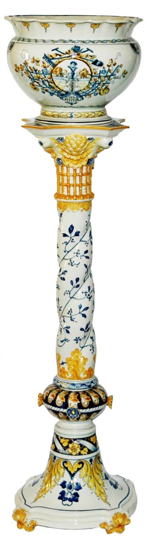 Rare Mettlach 36" Floral Pedestal & Matching  Bowl (1 of 1)