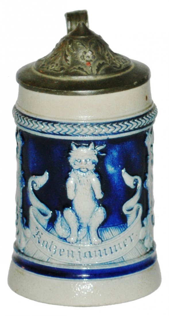 Gerz Stoneware 1/8L Stein w Cat (1 of 2)
