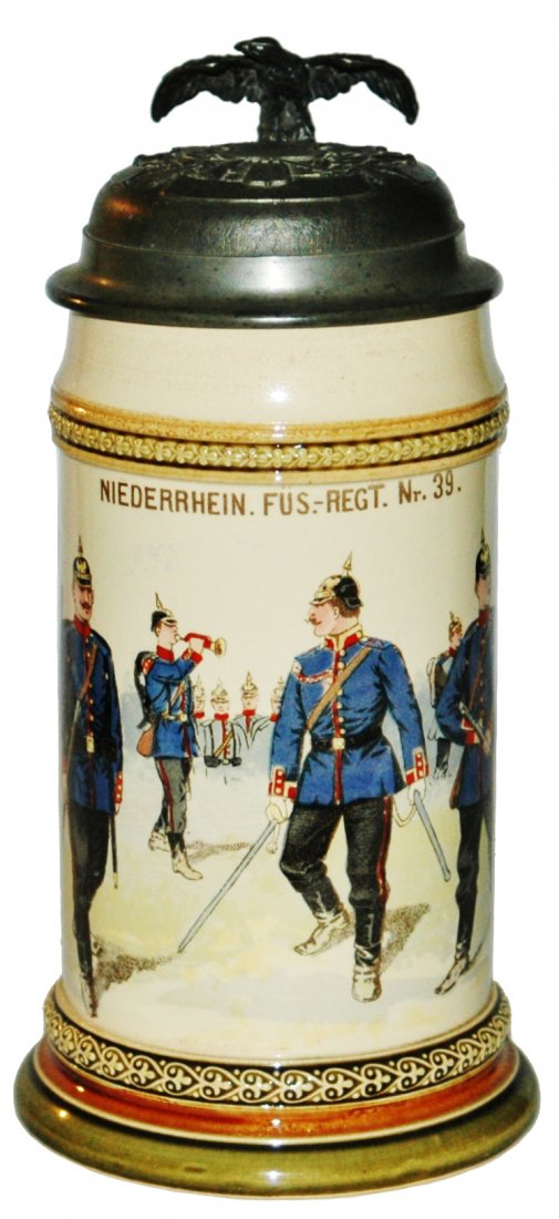 Niederhein Fus Nr 39 Mettlach Stein w Military Lid (1 of 4)