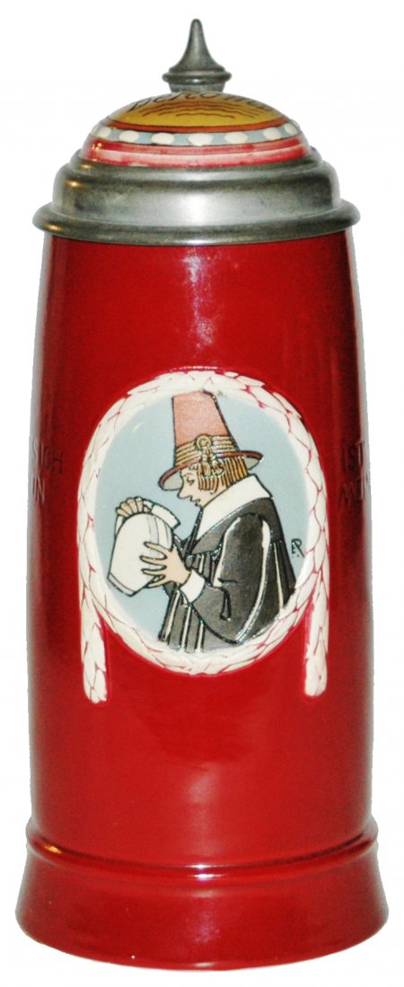 Mettlach Franz Ringer Etched Man w Stein (1 of 3)