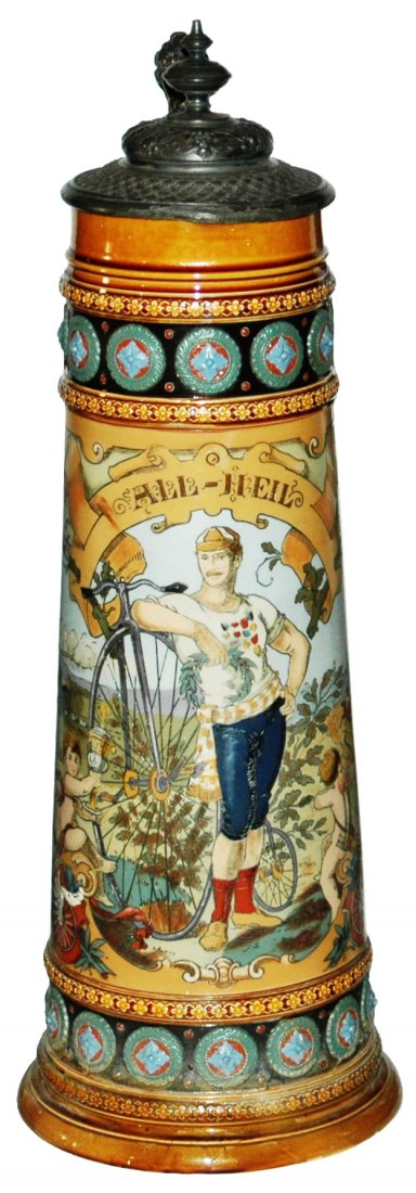 3L Mettlach High wheel Bike and Rider Stein (1 of 3)