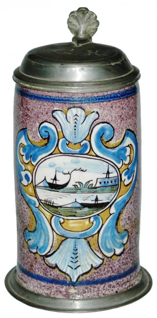 Salzburg c.1760 Faience Stein w Harbor Scene (1 of 2)