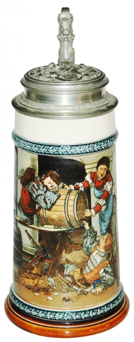 1L Cavaliers & Dwarf Mettlach Stein w Fancy Lid (1 of 3)