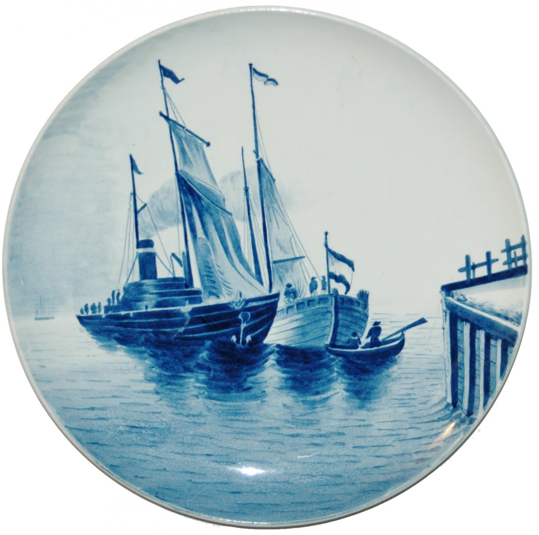 Mettlach Blue Plaque Sailboats (1 of 1)