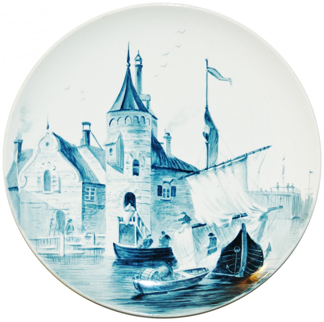 Sailboats at Turret Mettlach Plaque (1 of 1)