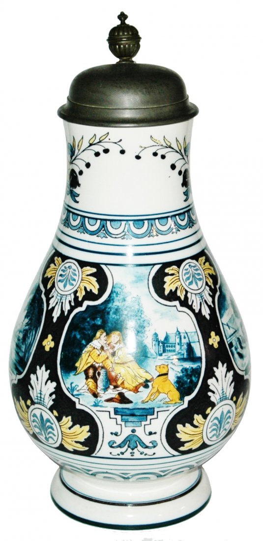 3L Mettlach Three Panel Scenes Stein (1 of 1)