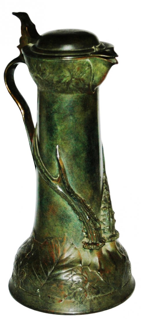 3L Art Nouveau Antlers & Floral Kayserzinn Stein (1 of 2)