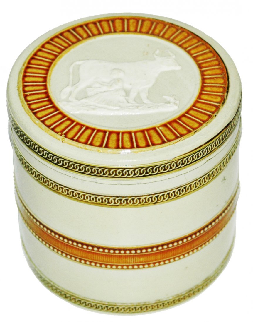 Uncommon Mettlach Covered Container Lid has Cow (1 of 3)