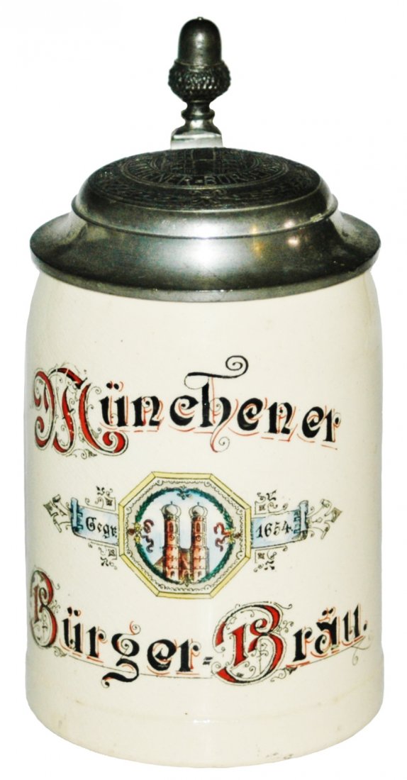 Munchener Burger Brau Brewery Stein w Matched Lid (1 of 2)