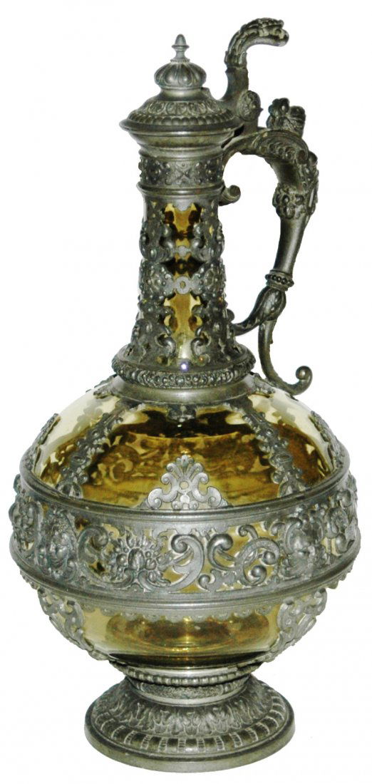 12" Amber Glass & Pewter Overlay Stein (1 of 1)