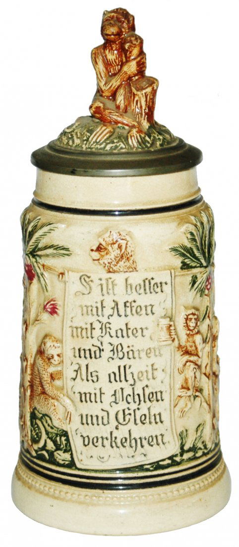 Monkeys & Verse Stein w 3D Monkey Lid & Handle (1 of 2)