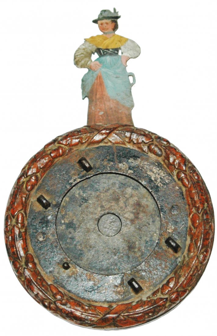 Unusual Iron Spring Loaded Shooting Target w Woman (1 of 1)