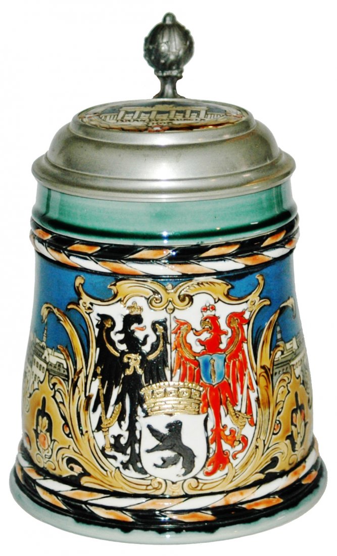 Mettlach Berlin Shield & City Views Stein w Inlay (1 of 4)