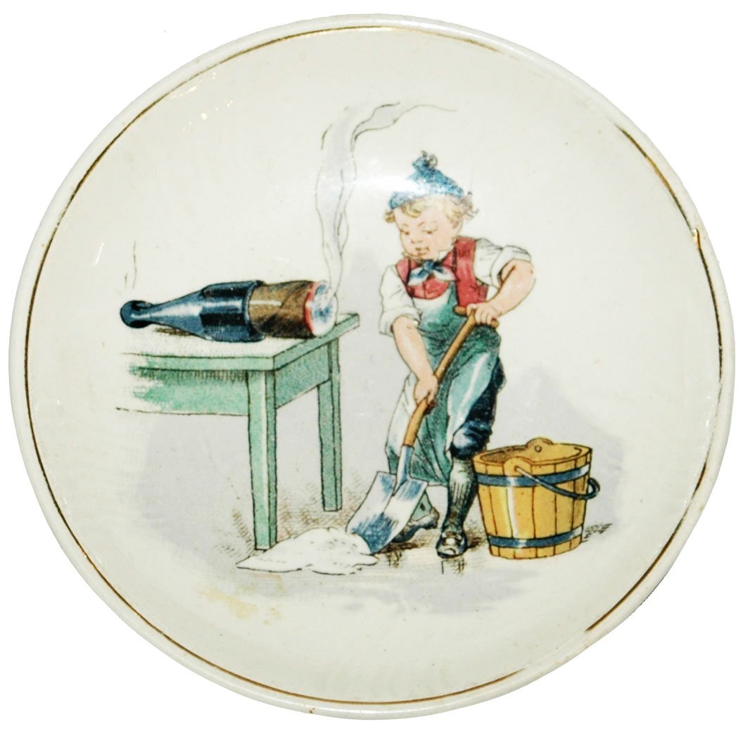 Mettlach Ash Tray Child shovels Cigar Ash Unusual (1 of 1)