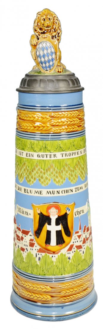 3L Munich Child Figural Lion & Shield Stein (1 of 1)