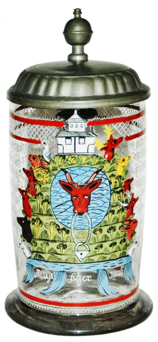 1L Franconian Dated 1796 Enameled Glass Stein